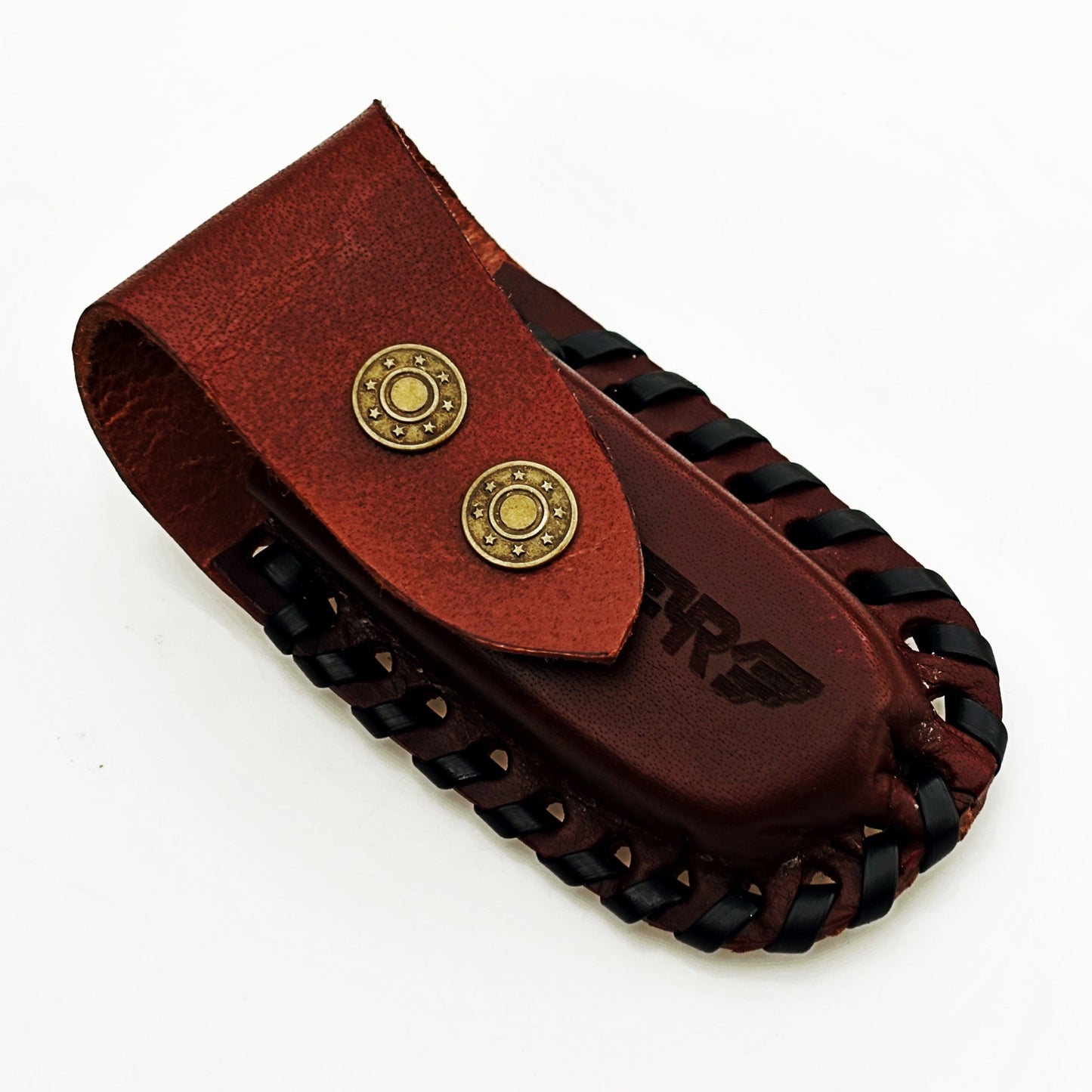 Ruddock Bros leather sheath with Flying R logo with R with wings