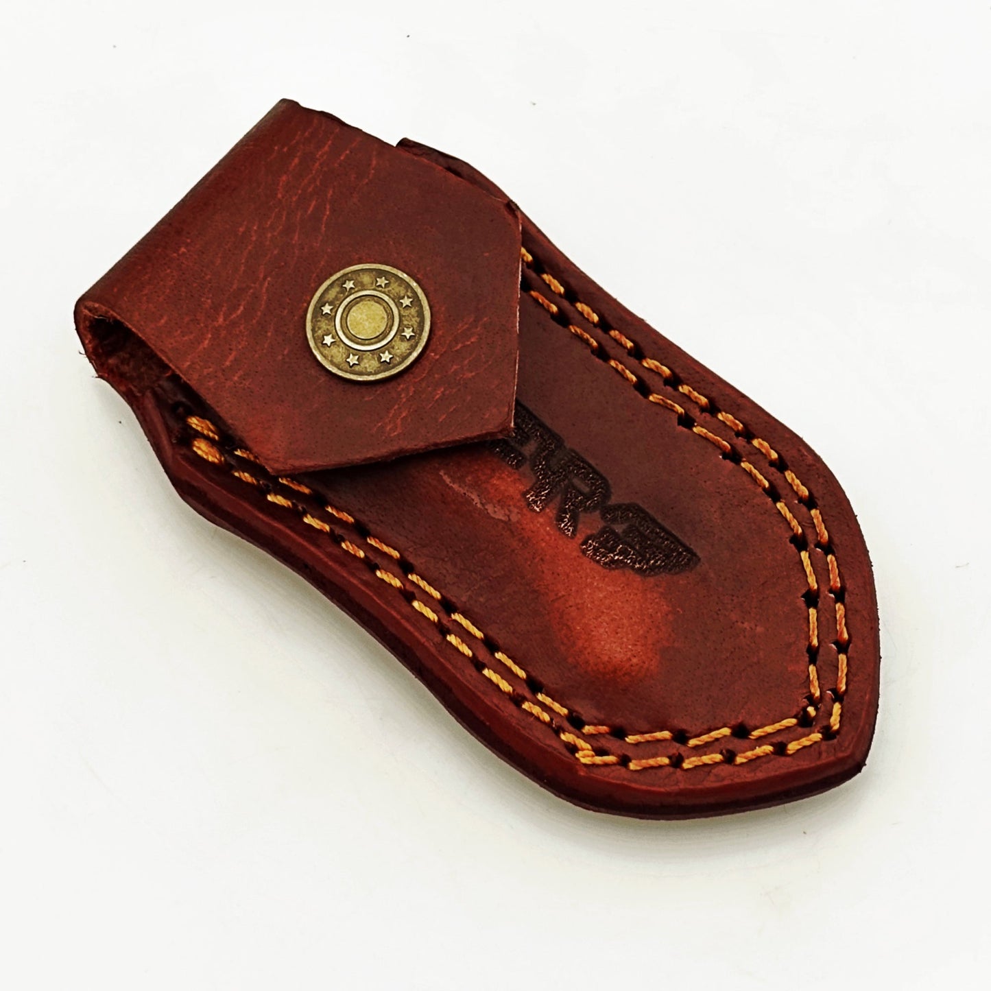 Ruddock Bros leather sheath with Flying R logo with wings logo
