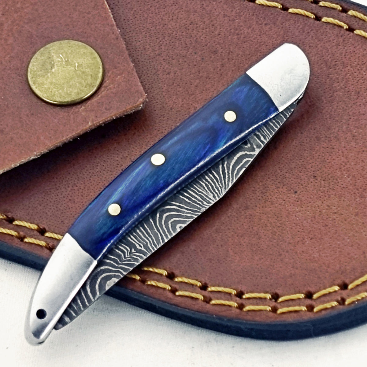 Bluebonnet Slim - Folding Pocket Knife - Damascus Steel