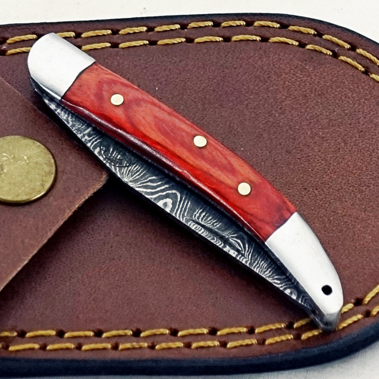 Burnt Slim - Folding Pocket Knife - Damascus Steel