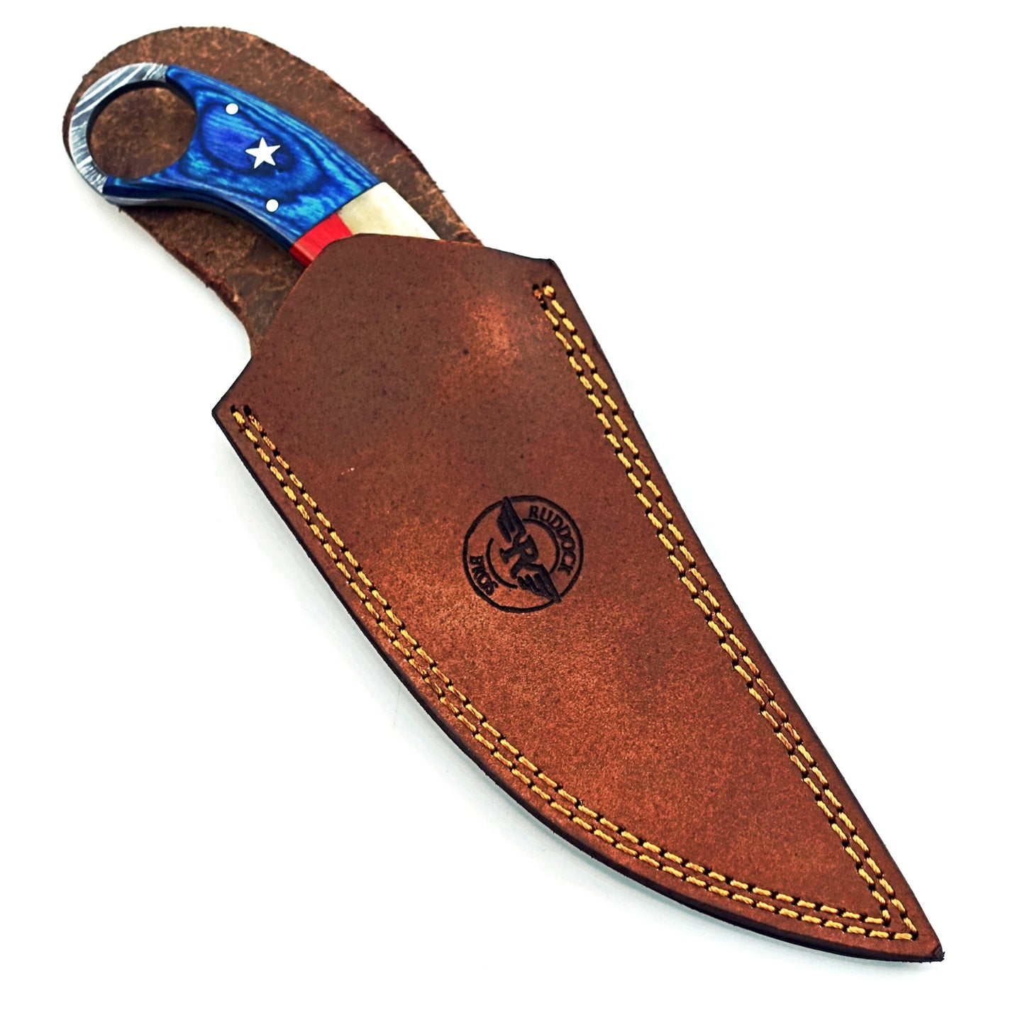 Lone Star - Ring Handle Utility Knife - Damascus Steel