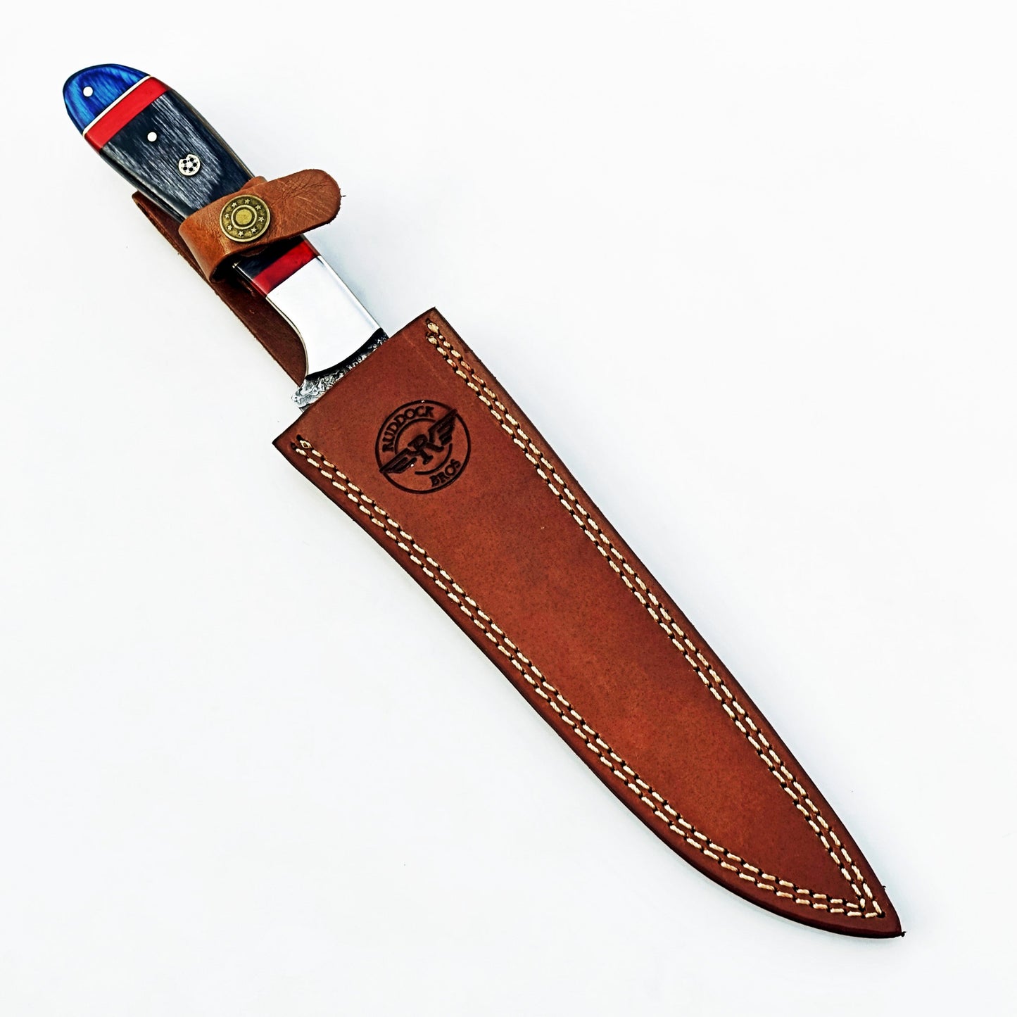 Damascus steel fillet knife by Ruddock Bros with hardwood handle