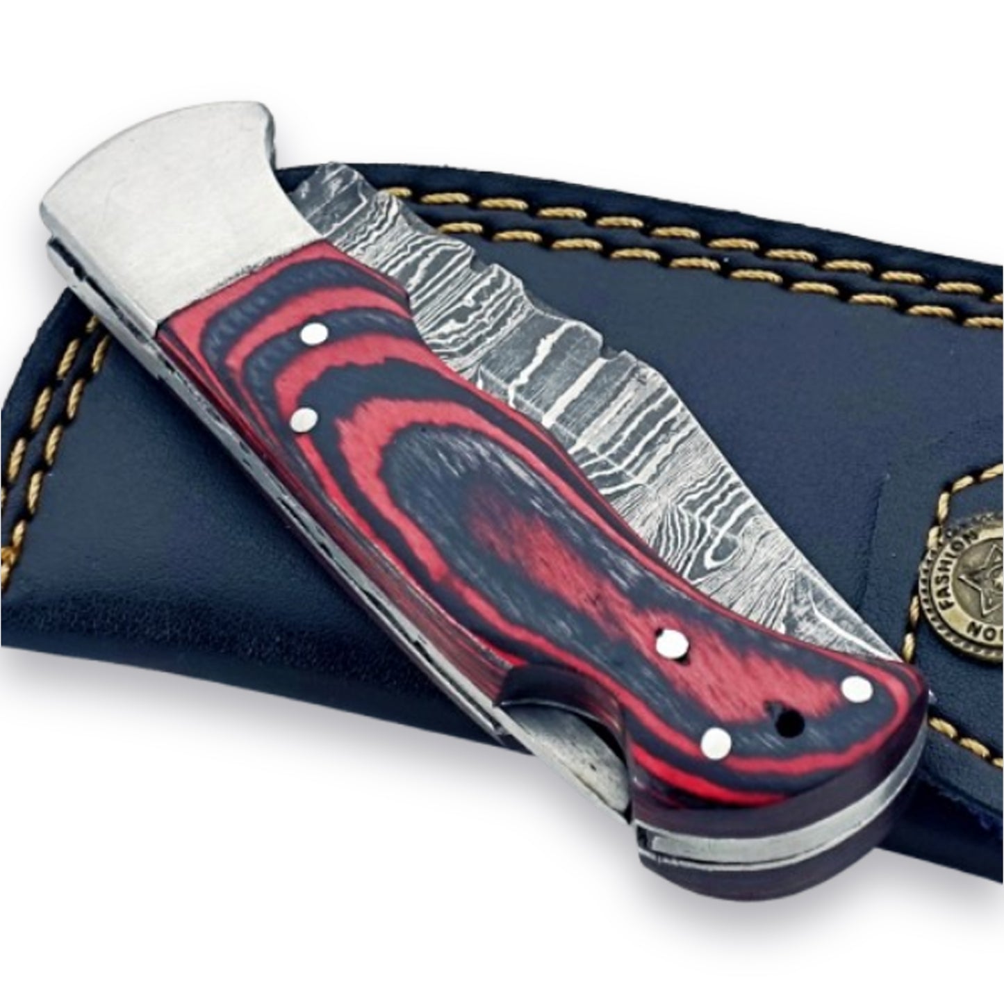 The Knight Folding Knife - Damascus Steel