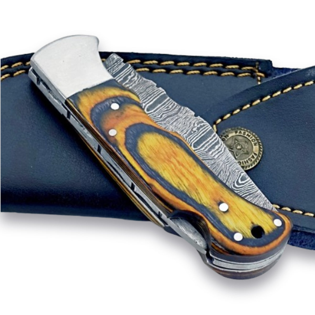 Honey Badger Folding Knife - Damascus Steel