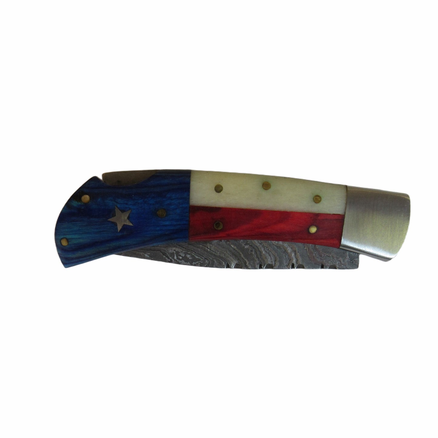 Lone Star Folding Knife - Damascus Steel