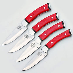 Ruby Red Steak Knife 4 Piece Set - Stainless Steel - 9"