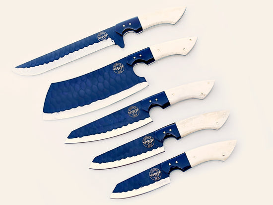 Bone with Black 5 Piece Chef Set - blackened Stainless