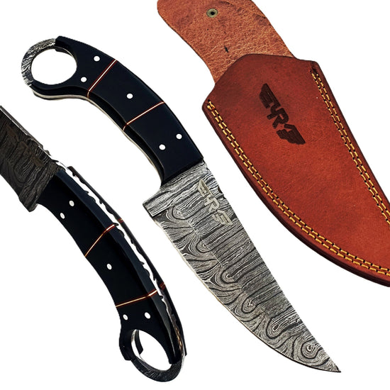 Panther - Ring Handle Utility Knife - Damascus Steel