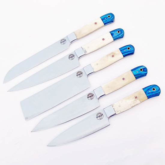 Bone and Wood Chef Knife Set - Stainless Steel
