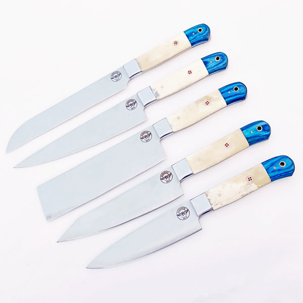 Bone and Wood Chef Knife Set - Stainless Steel
