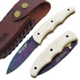 Ruddock Bros Damascus steel folding knife with acid wash blade  and ivory handle Ruddock El Paso Texas