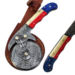 Lone Star Pizza Cutter - Hardwood & Bone - Damascus Steel