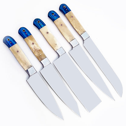 Bone and Wood Chef Knife Set - Stainless Steel