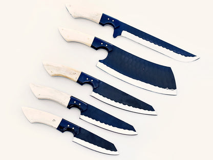 Bone with Black 5 Piece Chef Set - blackened Stainless