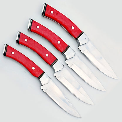 Ruby Red Steak Knife 4 Piece Set - Stainless Steel - 9"