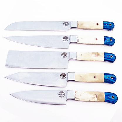 Bone and Wood Chef Knife Set - Stainless Steel