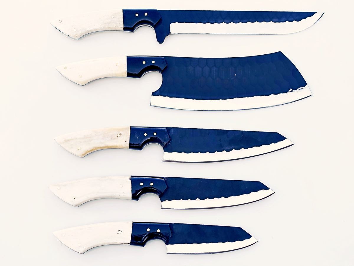 Bone with Black 5 Piece Chef Set - blackened Stainless