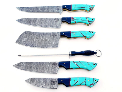 The Native Grilling Knife Set - Hammered Damascus Steel