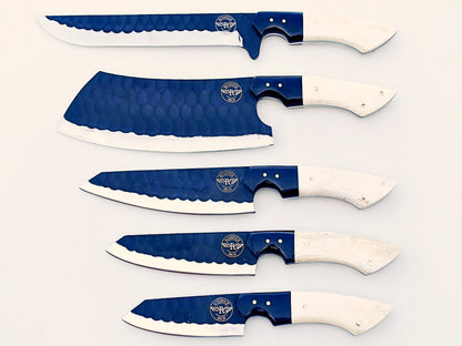 Bone with Black 5 Piece Chef Set - blackened Stainless