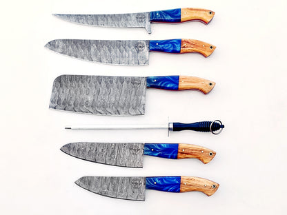 Life is a Beach Grilling Knife Set - Hammered Damascus Steel