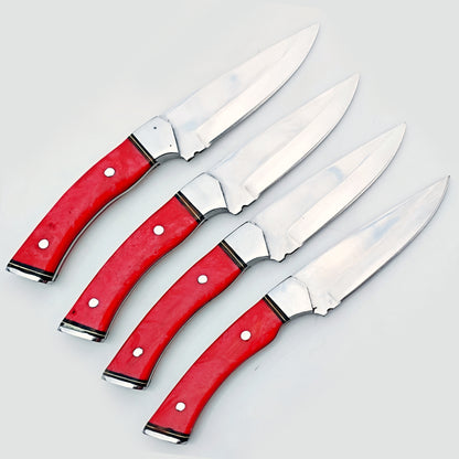 Ruby Red Steak Knife 4 Piece Set - Stainless Steel - 9"