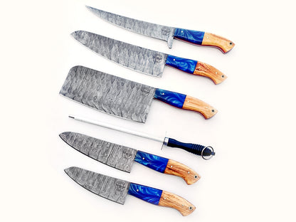 Life is a Beach Grilling Knife Set - Hammered Damascus Steel