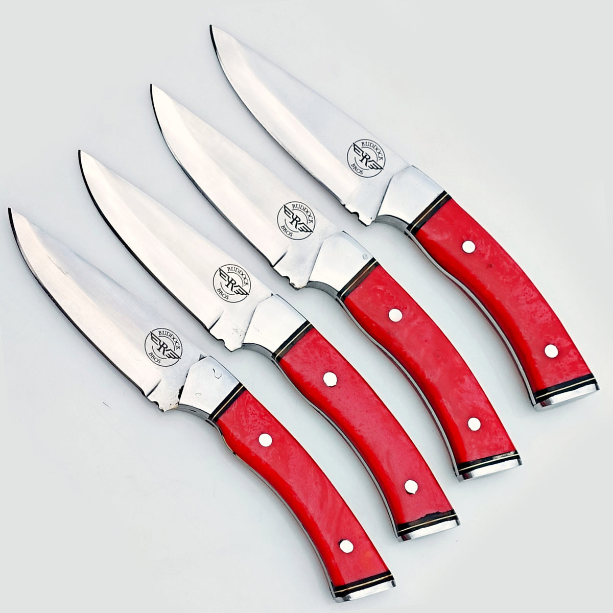 Ruby Red Steak Knife 4 Piece Set - Stainless Steel - 9"
