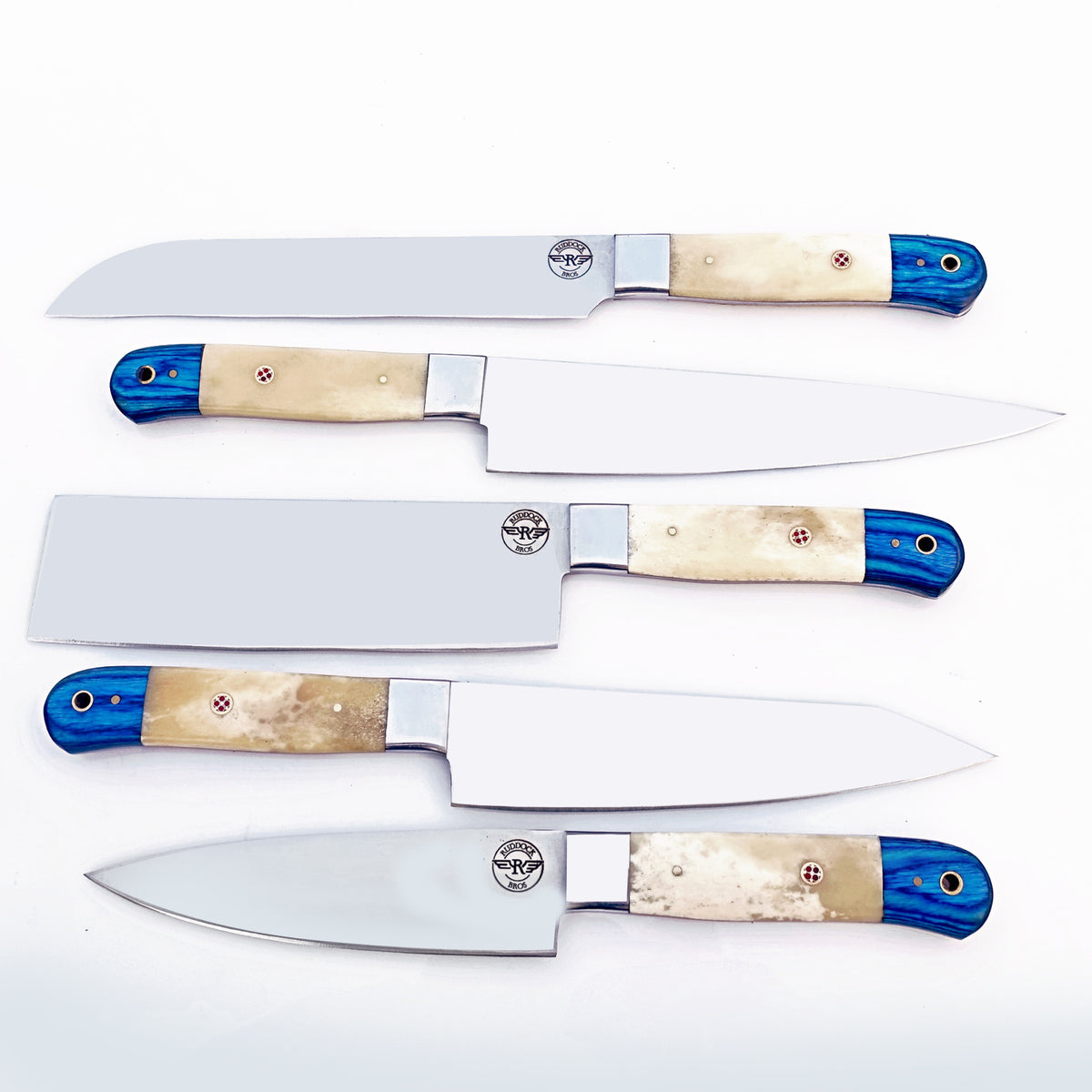 Bone and Wood Chef Knife Set - Stainless Steel