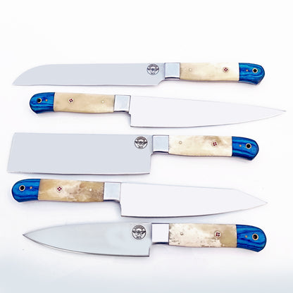 Bone and Wood Chef Knife Set - Stainless Steel