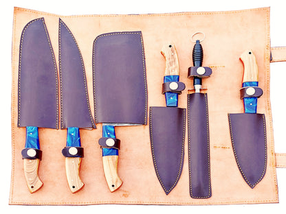 Life is a Beach Grilling Knife Set - Hammered Damascus Steel