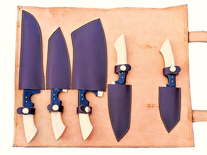 Bone with Black 5 Piece Chef Set - blackened Stainless