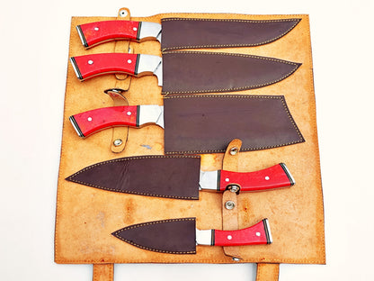 Ruby Red 5 Piece Chef Set - Polished Stainless