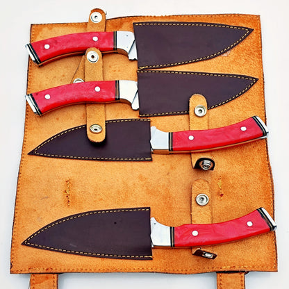 Ruby Red Steak Knife 4 Piece Set - Stainless Steel - 9"