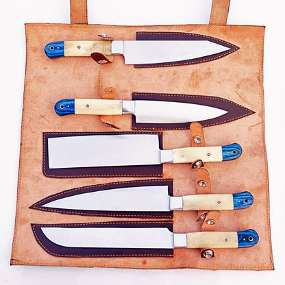 Bone and Wood Chef Knife Set - Stainless Steel