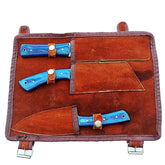 Ruddock Bros 3 piece carving set with blue hardwood handles and stainless Steel blades Ruddock El Paso Texas