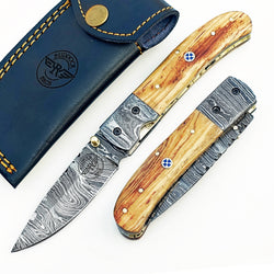 Kentucky Slugger Folding Knife - Damascus Steel