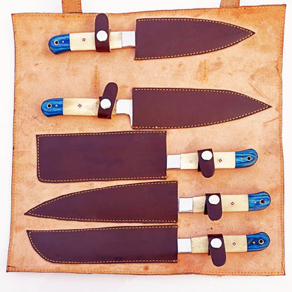 Bone and Wood Chef Knife Set - Stainless Steel
