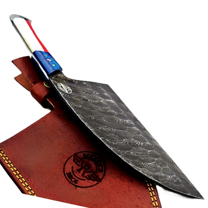 Lone Star Serbian Cleaver - Damascus Steel