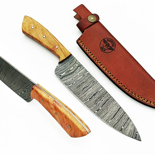 Olivewood Chef Knife - Damascus Steel - 12"