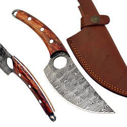 Rosewood Paring Knife - Fixed Blade - Damascus Steel