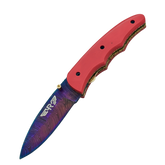 Ruddock Bros Damascus steel folding knife with acid wash blade  and pink handle Ruddock El Paso Texas