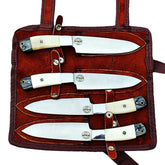 Ruddock Bros 4 piece steak knife set with natural horn and hardwood handle and stainless steel blade Ruddock El Paso Texas