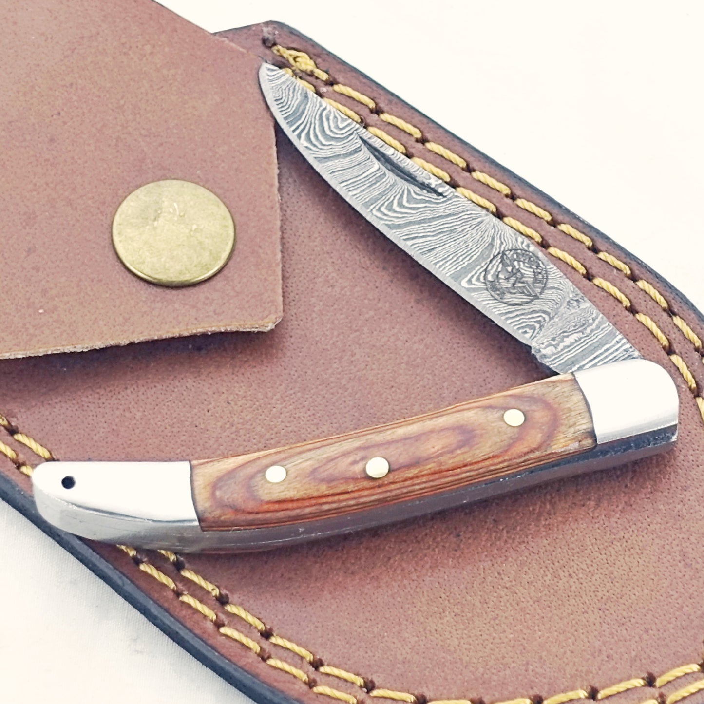 Saddlewood Slim - Folding Pocket Knife - Damascus Steel