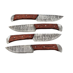 Rosewood Steak Knife 4 Piece Set - Damascus Steel - 9"