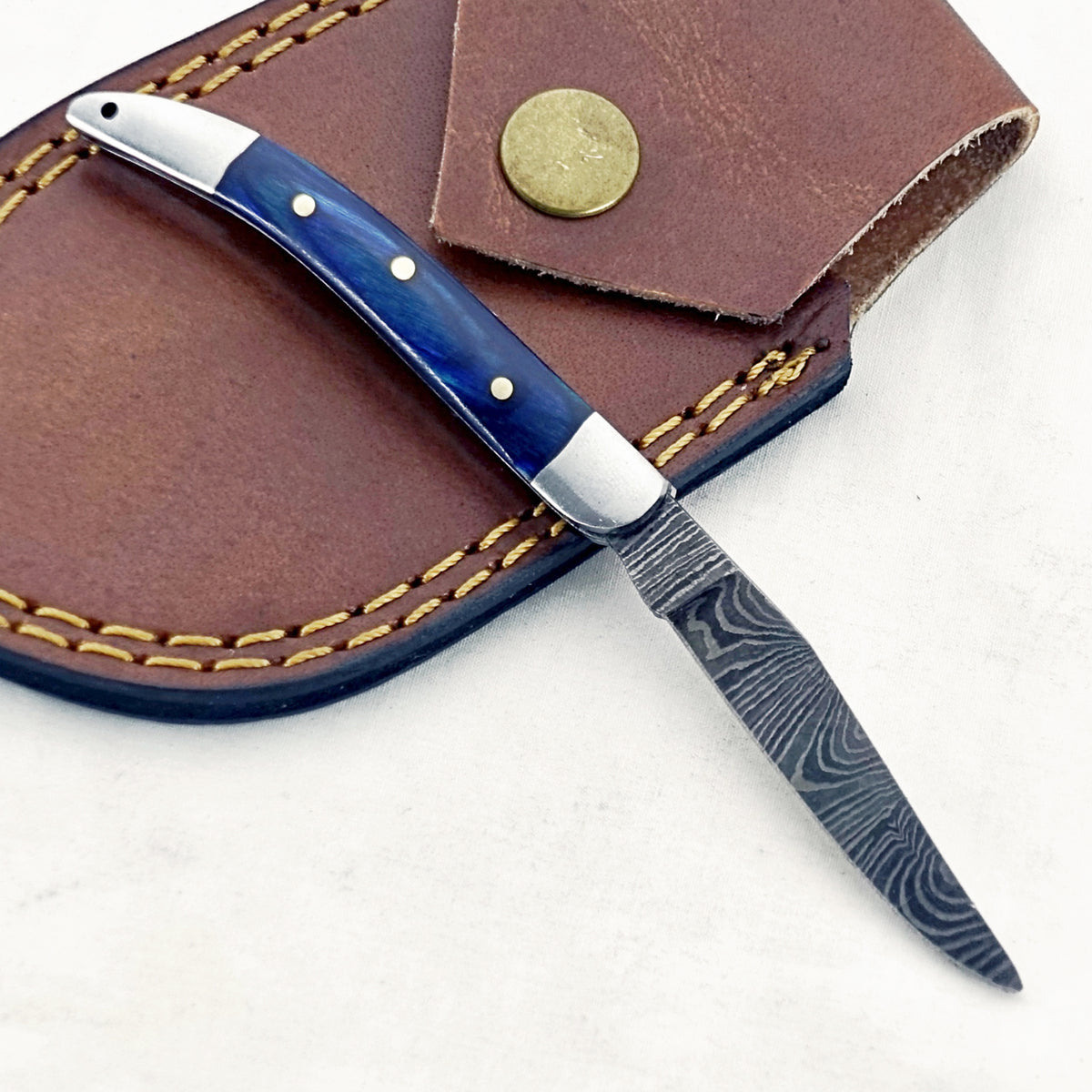 Bluebonnet Slim - Folding Pocket Knife - Damascus Steel