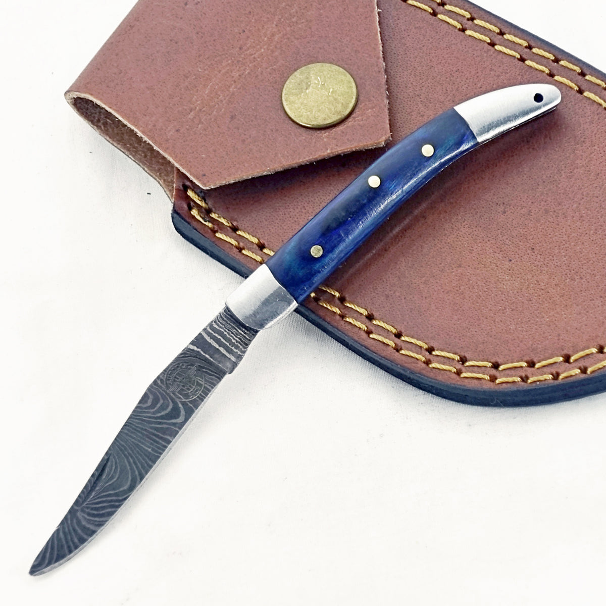 Bluebonnet Slim - Folding Pocket Knife - Damascus Steel