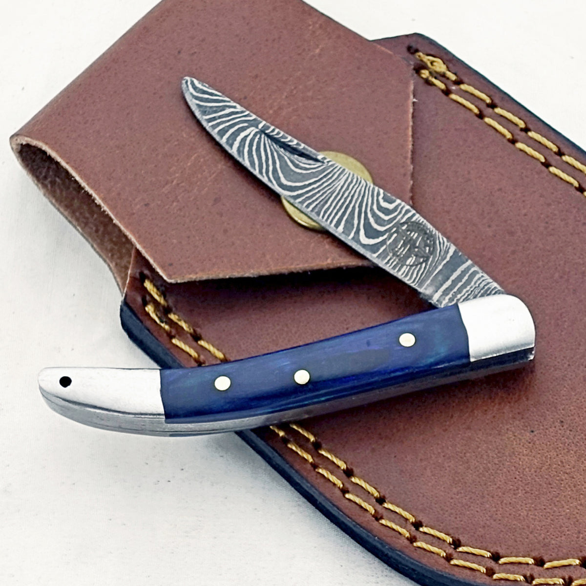 Bluebonnet Slim - Folding Pocket Knife - Damascus Steel