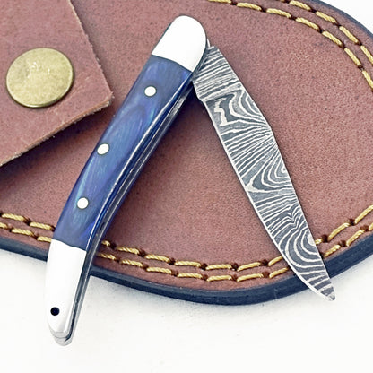 Bluebonnet Slim - Folding Pocket Knife - Damascus Steel