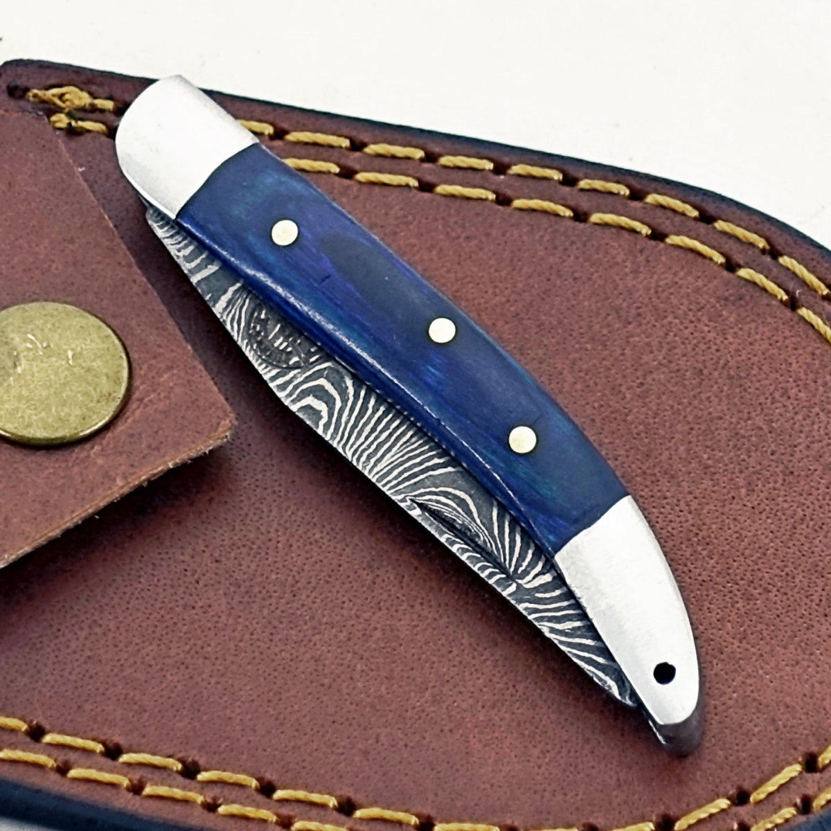 Bluebonnet Slim - Folding Pocket Knife - Damascus Steel
