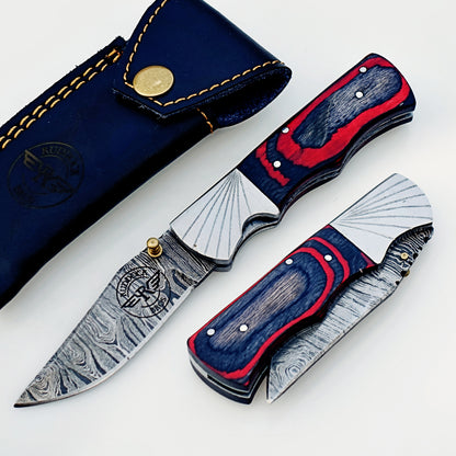 Knight Folding Knife Damascus – Premium Sharp EDC Pocket Blade
